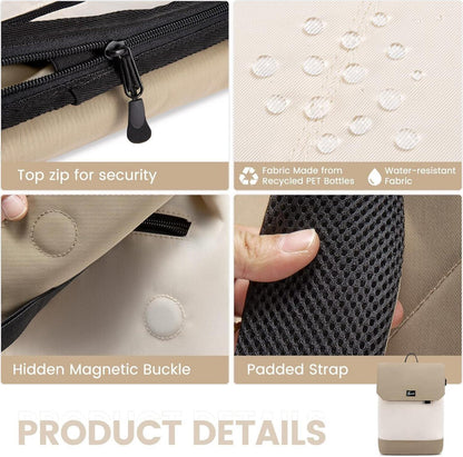 Schulrucksack Teenager Mädchen 15,6 Zoll USB Laptop Diebstahlsicher Khaki