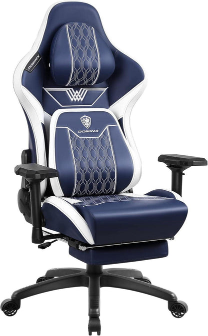 Gaming Stuhl mit 4D-Armlehnen und Fußstütze Lordosenstütze PU