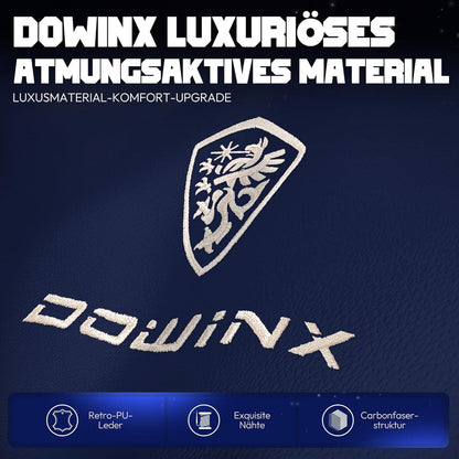 Dowinx Gaming Stuhl mit 4D-Armlehnen PU Leder Lordosenstütze Blau