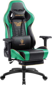 Ergonomischer Gaming Stuhl mit 4D Armlehnen und Fußstütze - Grün