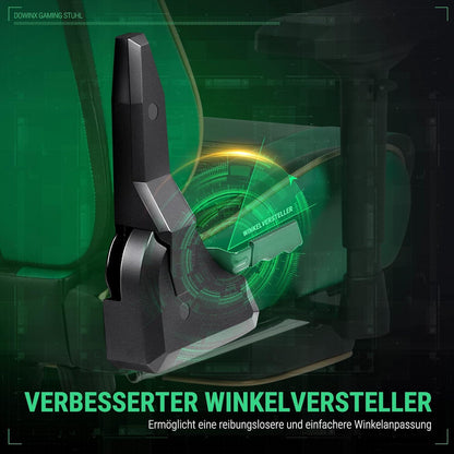 Dowinx Gaming Stuhl 4D Armlehnen Fußstütze Bürostuhl PU Leder Ergonomisch 150