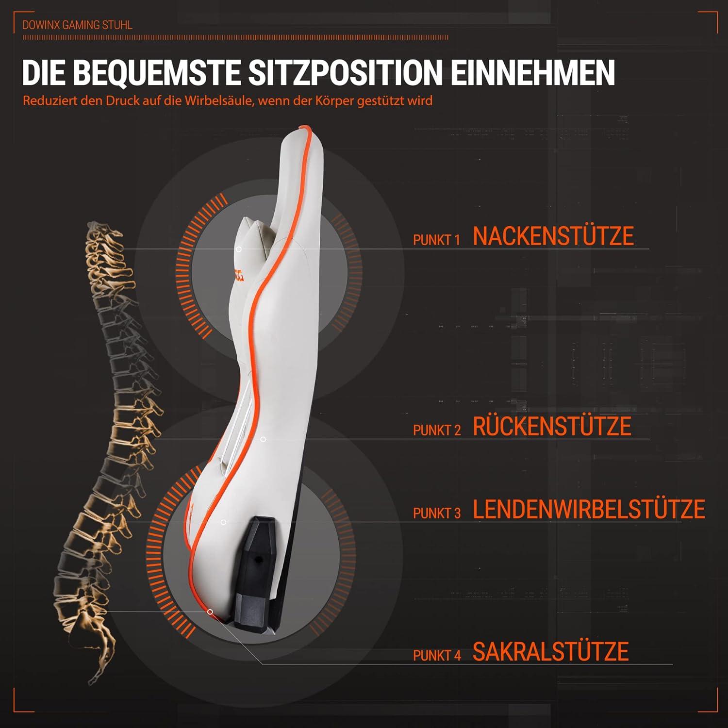 Gaming Stuhl Bürostuhl mit 4D Armlehnen und Fußstütze PU Leder Hoher