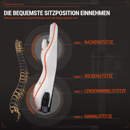 Gaming Stuhl Bürostuhl mit 4D Armlehnen und Fußstütze PU Leder Hoher