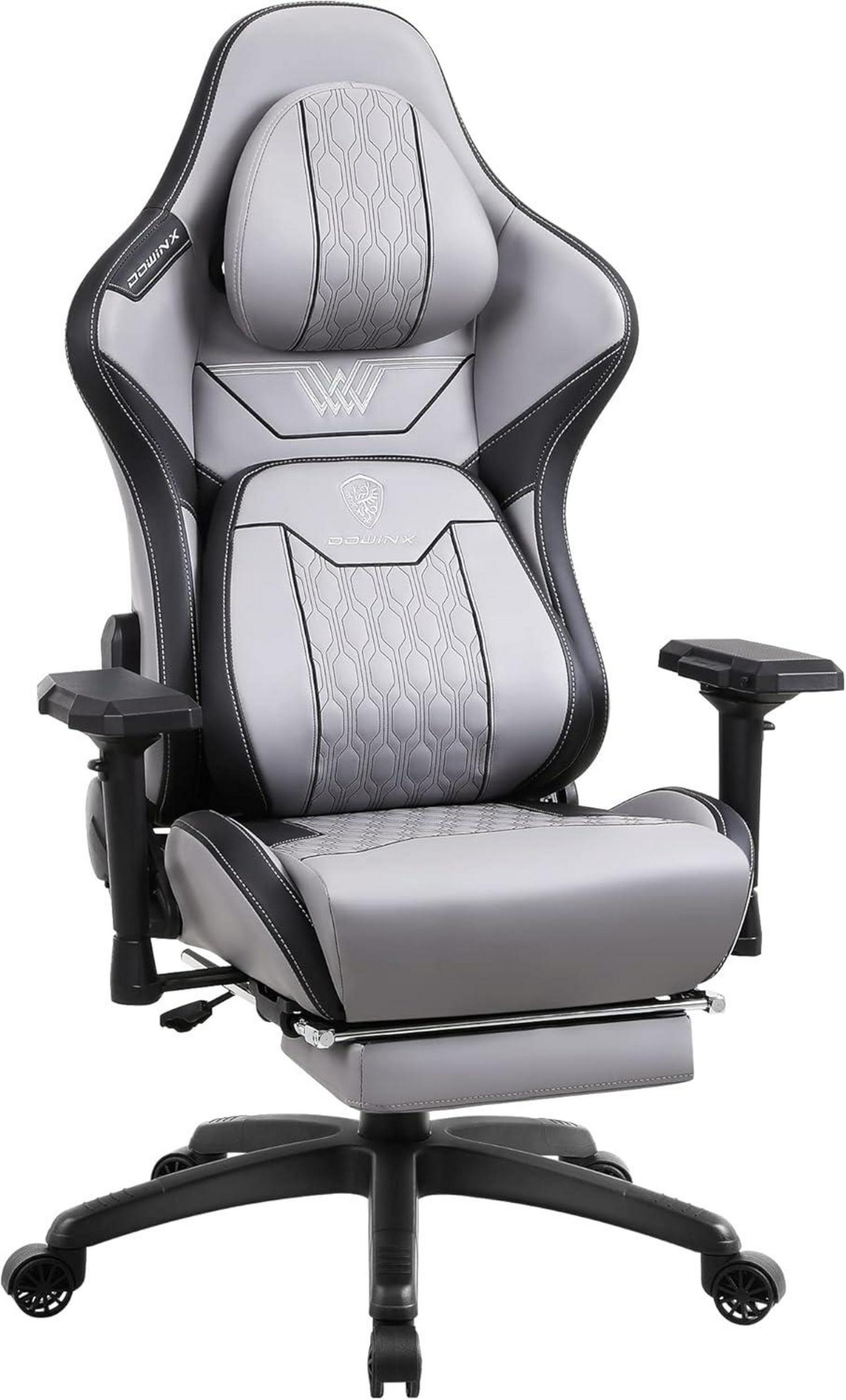 Gaming Stuhl 4D-Armlehnen Gamer Fußstütze Bürostuhl PU Leder