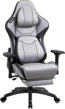 Gaming Stuhl 4D-Armlehnen Gamer Fußstütze Bürostuhl PU Leder