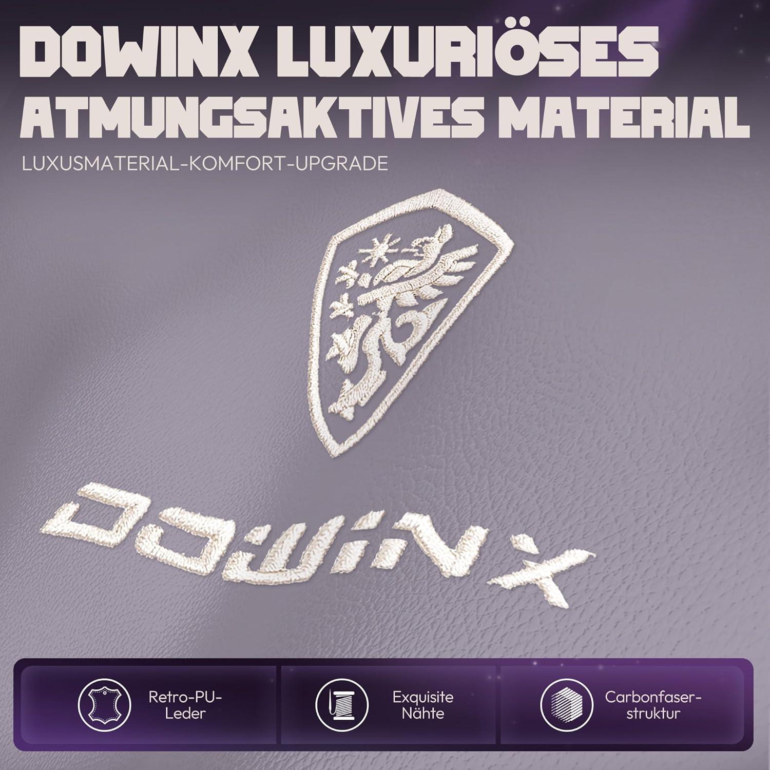 Dowinx Gaming Stuhl mit 4D-Armlehnen und Fußstütze Grau