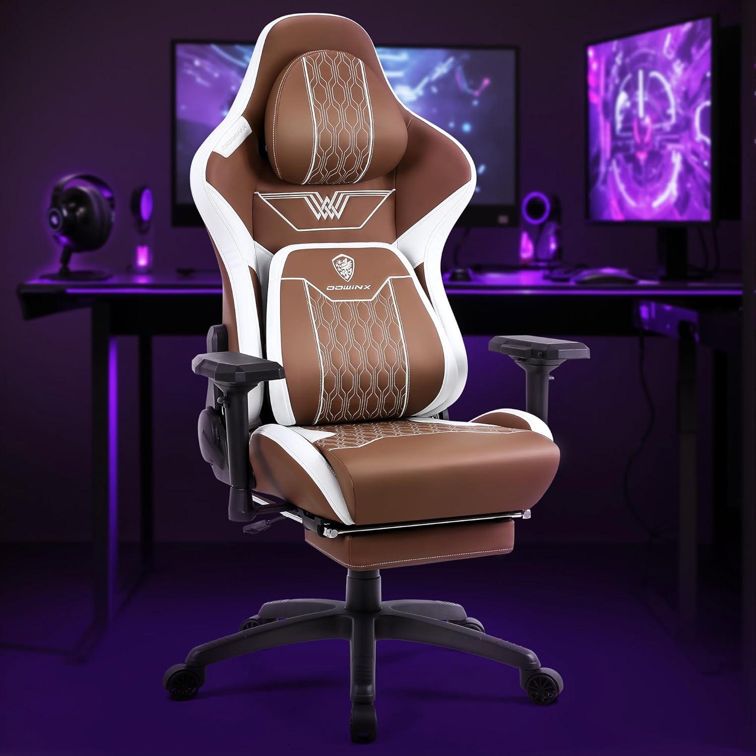 Ergonomischer Gaming Stuhl mit 4D-Armlehnen und Fußstütze PU