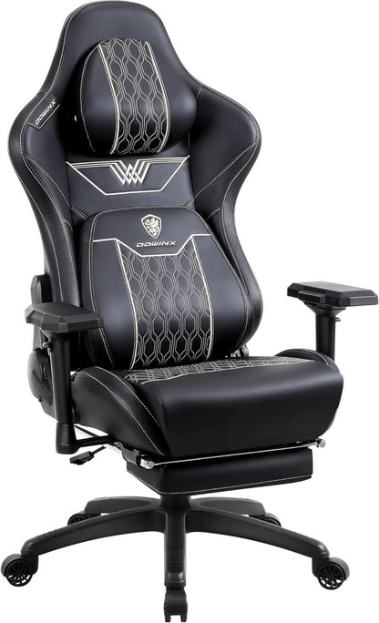 Ergonomischer Gaming Stuhl mit 4D-Armlehnen und Fußstütze, PU