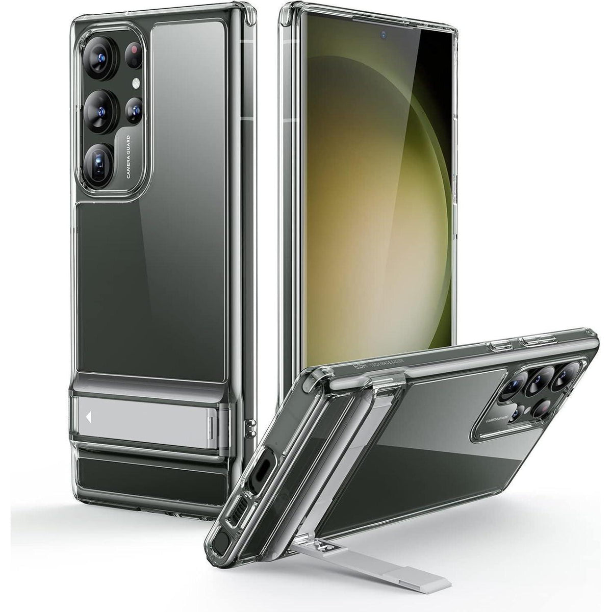 Galaxy S23 Ultra Hülle mit Ständer, 3 Standmodi, Sturzschutz