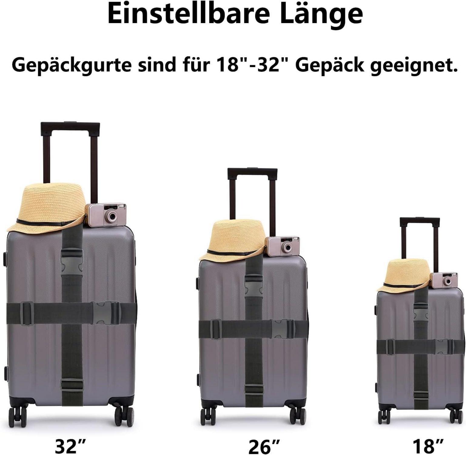 4er Set Koffergurte mit Verstellbaren Gurt und Anhängern