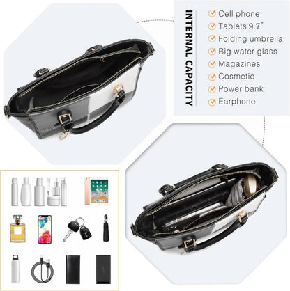Miss Lulu Damen Handtasche mittelgroß Schwarz PU-Leder Henkeltasche