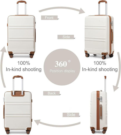 Leichter KONO Hartschalenkoffer 55cm TSA Cremeweiß 4 Rollen