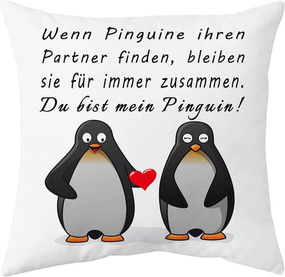 Pinguin Geschenk Kissenbezug 45x45 cm Partner Lustig Jubiläum