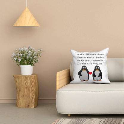 Pinguin Geschenk Kissenbezug 45x45 cm Partner Lustig Jubiläum