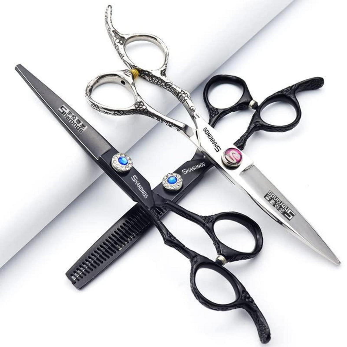 6-Zoll Linkshänder Friseurschere Set (3 Stück) – Edelstahl
