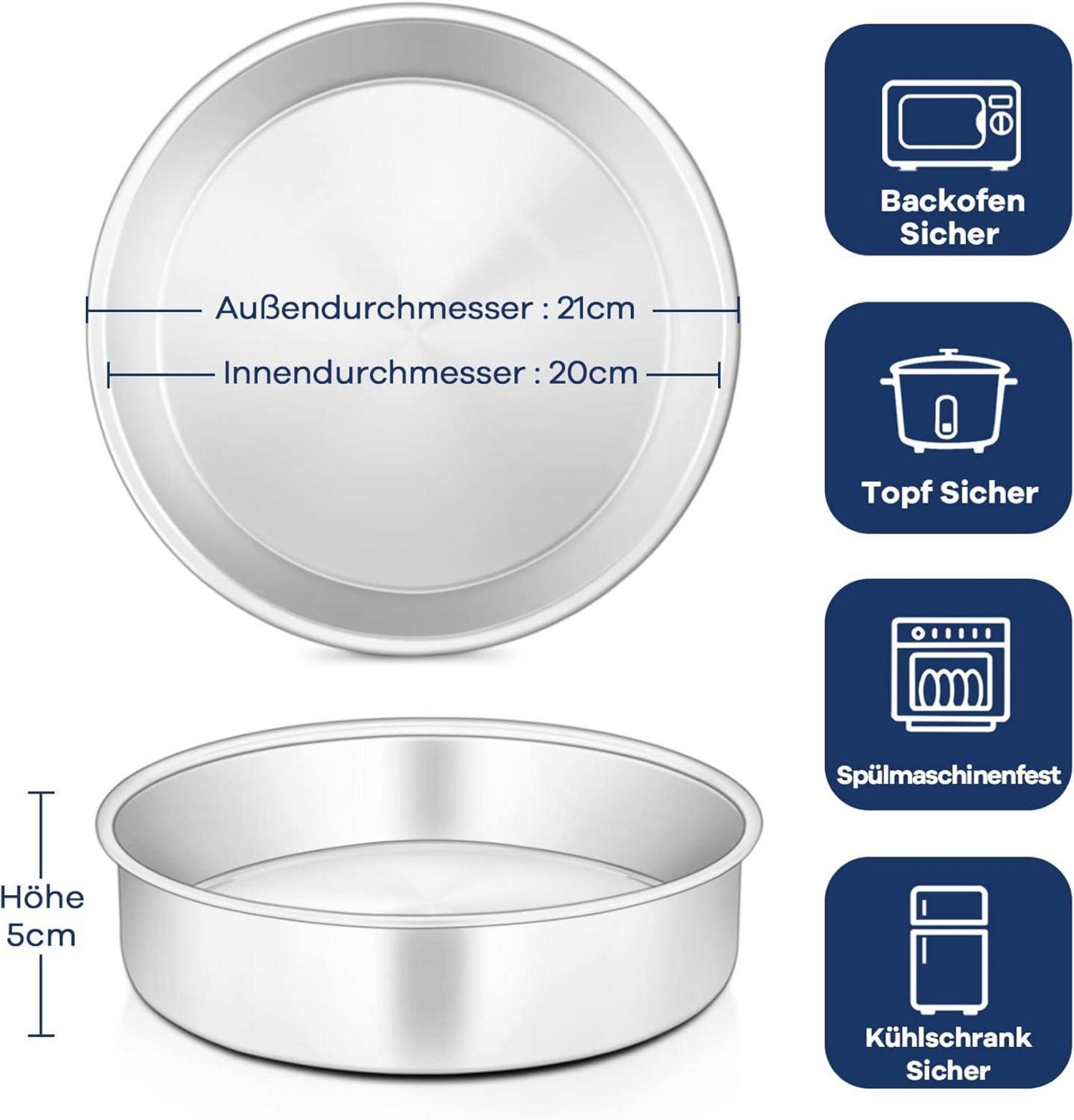 Onader 2er Set Edelstahl Rund Kuchenform 20cm - Geburtstag
