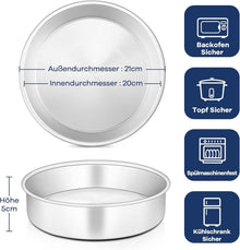 Onader 2er Set Edelstahl Rund Kuchenform 20cm - Geburtstag