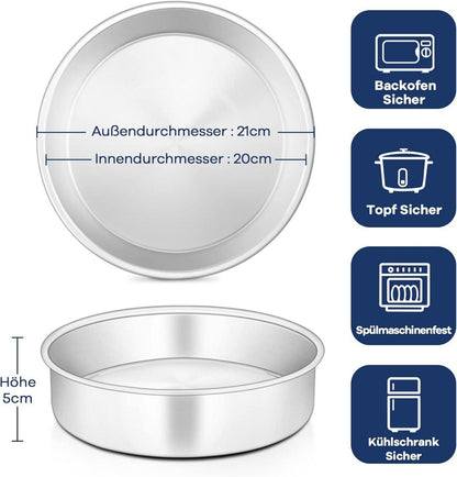 Onader 2er Set Edelstahl Rund Kuchenform 20cm - Geburtstag