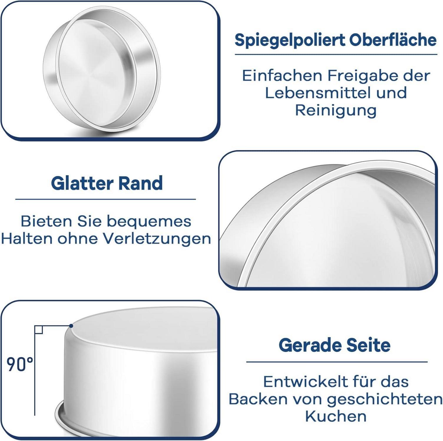 Kuchenform Set Edelstahl Rund Backform 20cm 2er-Pack