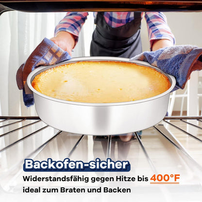 Onader Edelstahl Backform 2er Set Rund Kuchenform Geburtstag Hochzeit