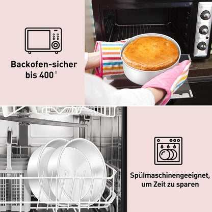 Onader Edelstahl Runde Kuchenform 2er Set 16cm Spülmaschinenfest