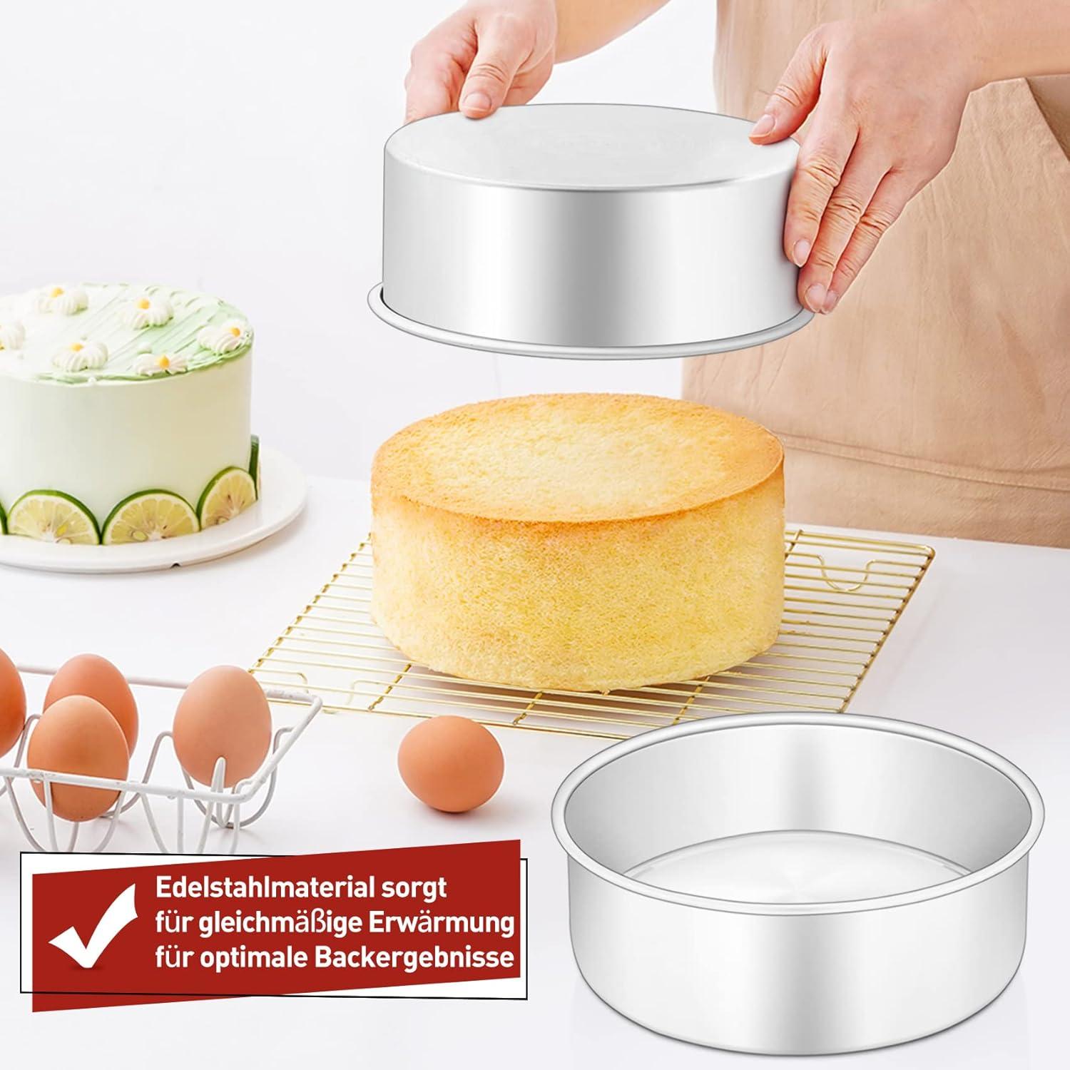 Onader Edelstahl Kuchenform 2er Set - Rund Backform 16cm - Gesund & Leicht Zu