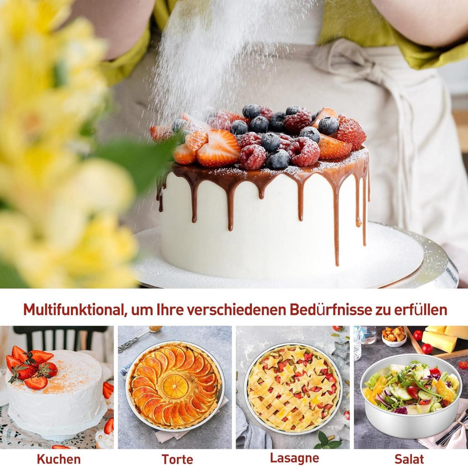 Onader Edelstahl Kuchenform 2er Set - Rund Backform 16cm - Gesund & Leicht Zu