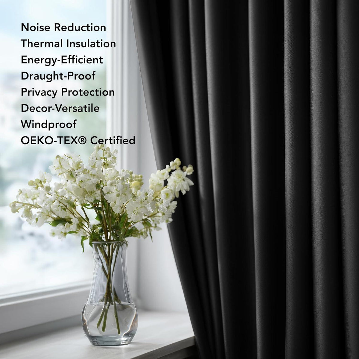 Blickdichte Verdunkelungsvorhänge 300x140 cm – 2er Set Schwarz
