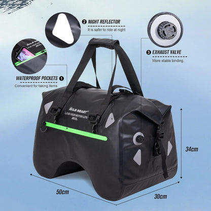 Motorrad Hecktasche wasserdicht 50L U-Form Gepäcktasche Schwarz