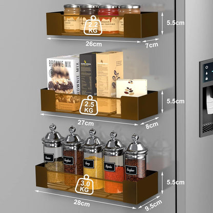 Magn. Gewürzregal 3er-Set Kühlschrank ohne Bohren Schwarz