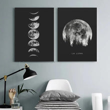 Trayosin Schwarz Weiß Mondphasen Poster Set - Modernes