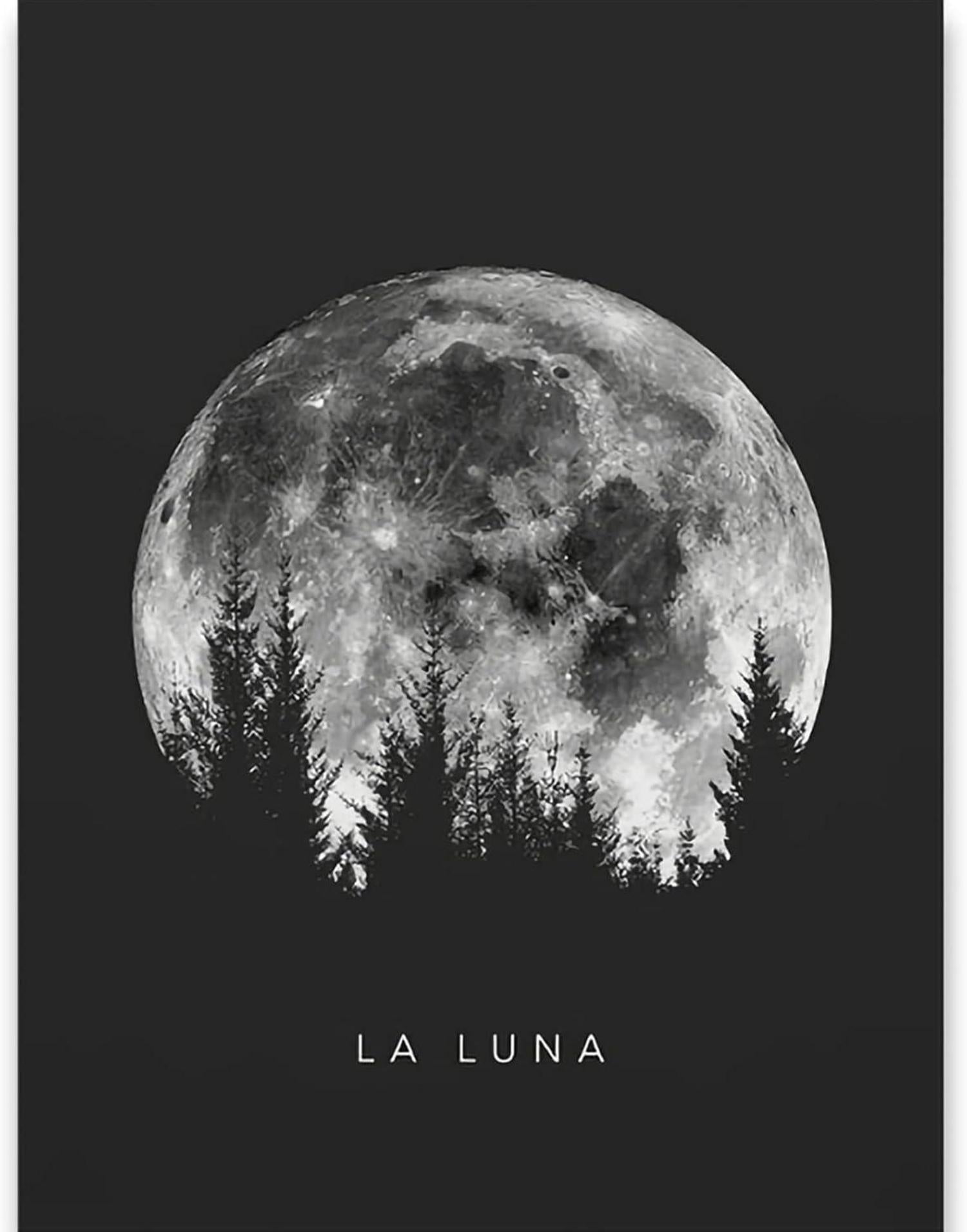 Schwarz Weiß Mondphasen Poster Set 2 Bilder Modern Wanddeko 21x30cm