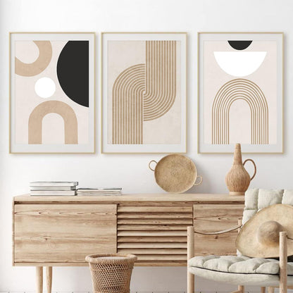 3er Poster Set Abstrakt Beige Wandbilder Ohne Rahmen 50x70cm