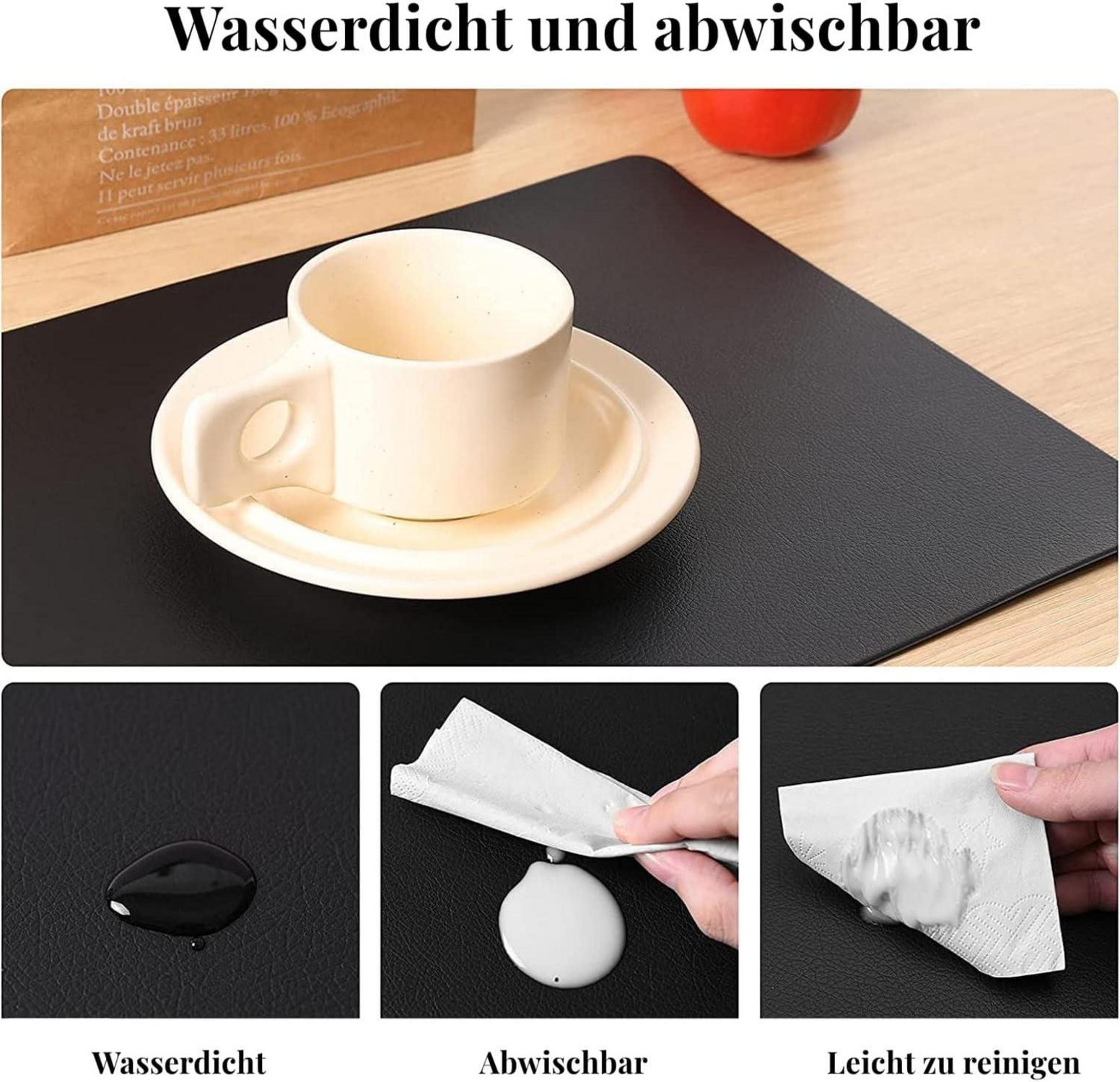 Sagittar Premium Tischsets Leder-Imitat Schwarz 6er Set
