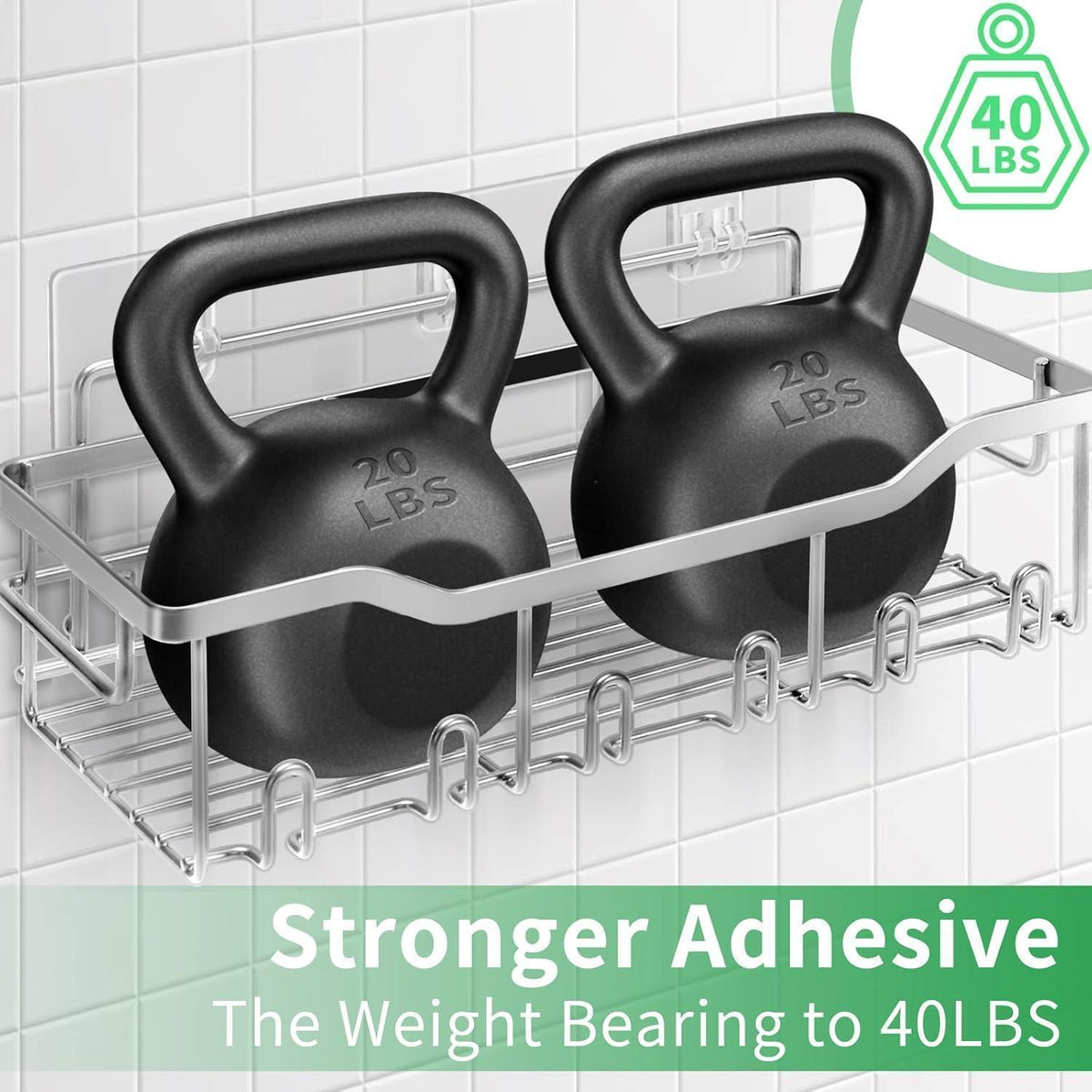 Duschablage ohne Bohren, 5-teiliges Edelstahl-Set, Silbergrau