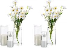Klare Glasvase Zylinder 2er Set Blumenvasen Deko Modern 6,5/8,5/9,5x