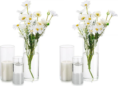 Klare Glasvase Zylinder 2er Set Blumenvasen Deko Modern 6,5/8,5/9,5x