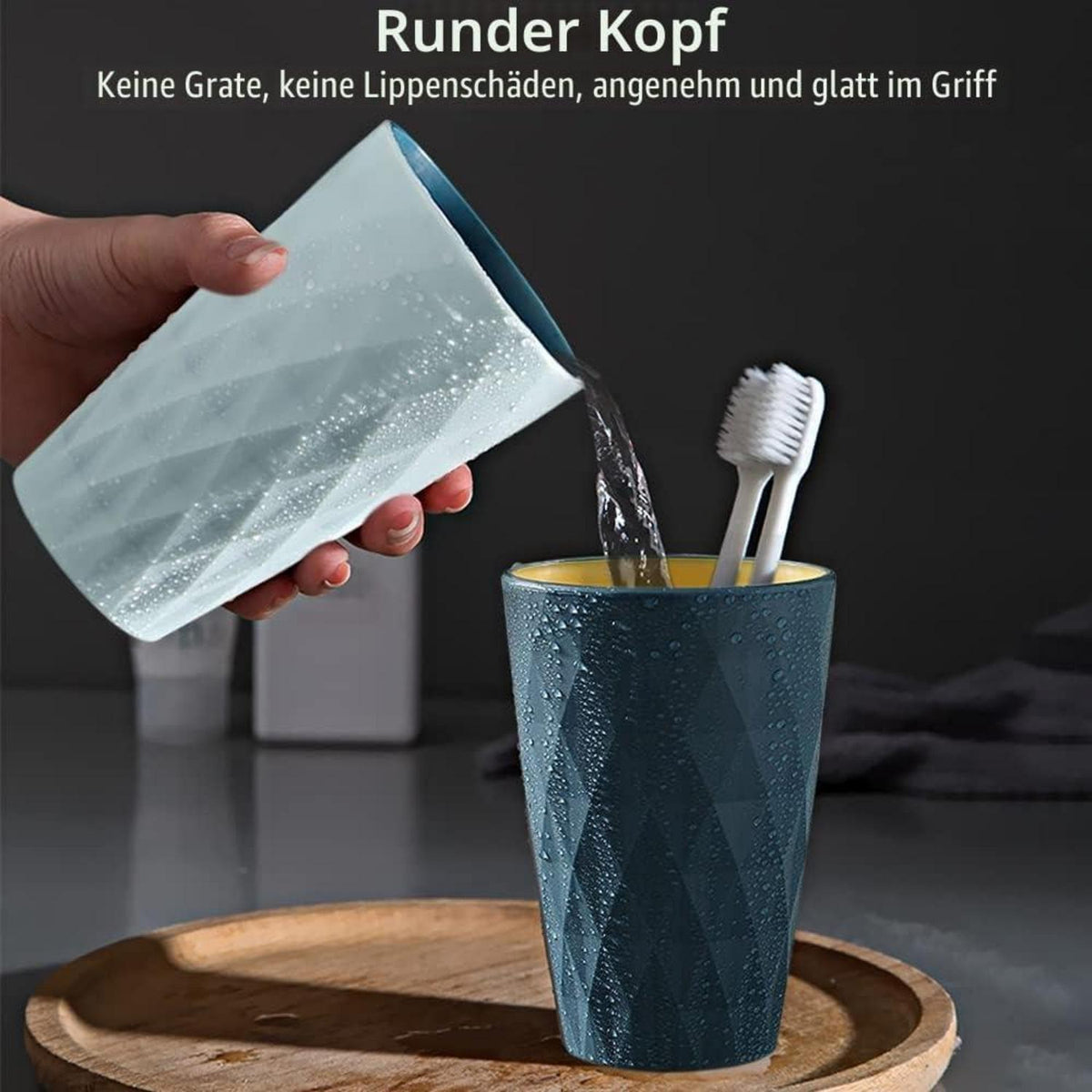 2x Zahnputzbecher Kunststoff Azzurro & Blu Profondo