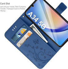 Samsung Galaxy A34 5G Lederhülle Wallet Schutzhülle in Blau