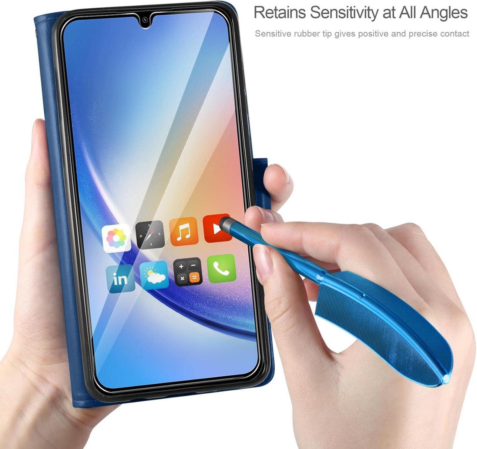 Lederhülle Samsung Galaxy A34 5G Wallet Schutzhülle Dunkelblau