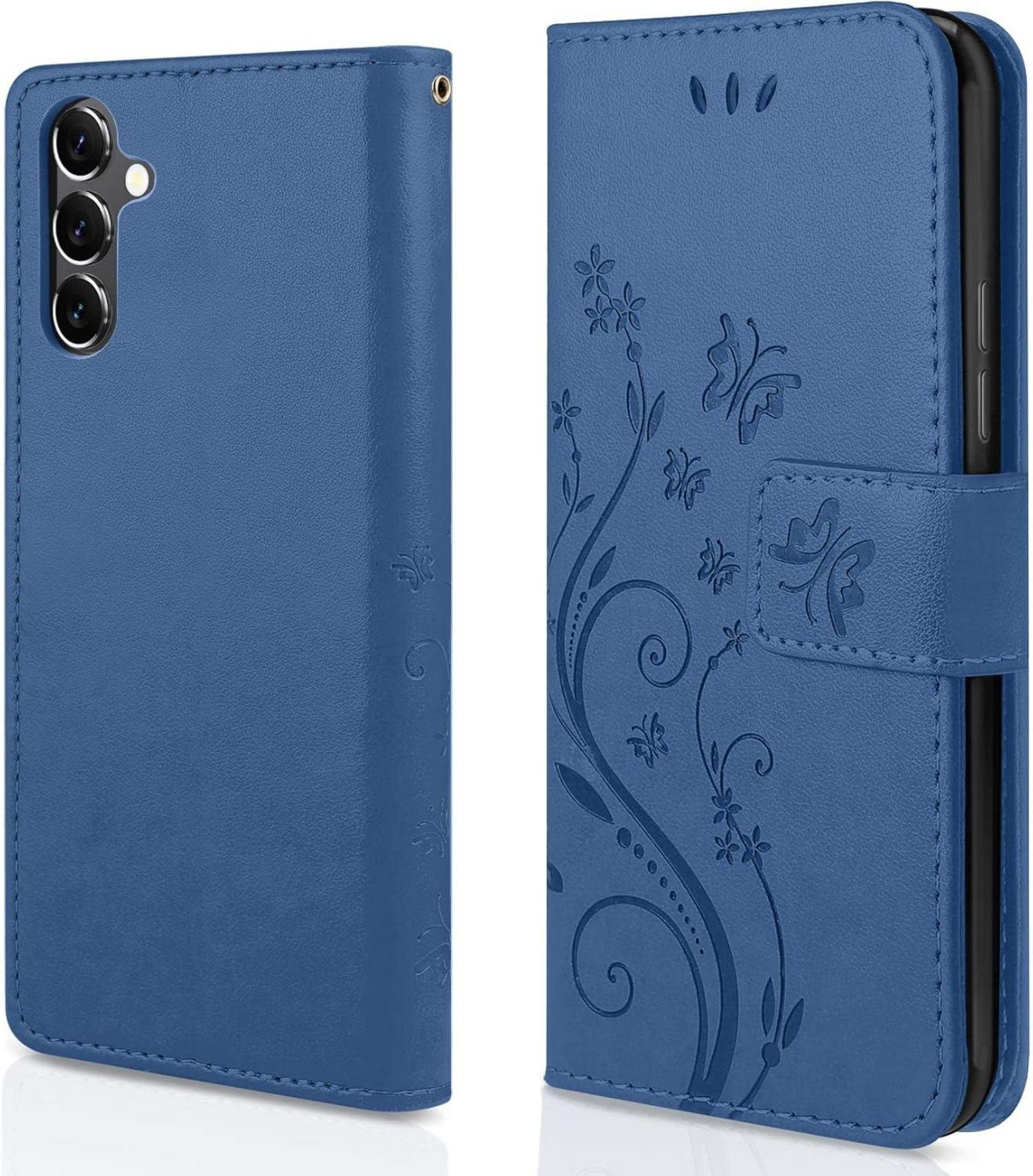 Lederhülle Samsung Galaxy A34 5G Wallet Schutzhülle dunkelblau