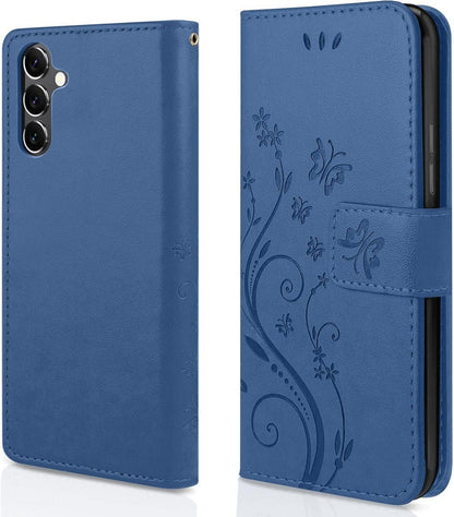 Lederhülle Samsung Galaxy A34 5G Wallet Schutzhülle dunkelblau