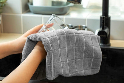 Microfaser Geschirrtücher 8er-Set saugfähig weich fusselfrei 45x65cm Grau