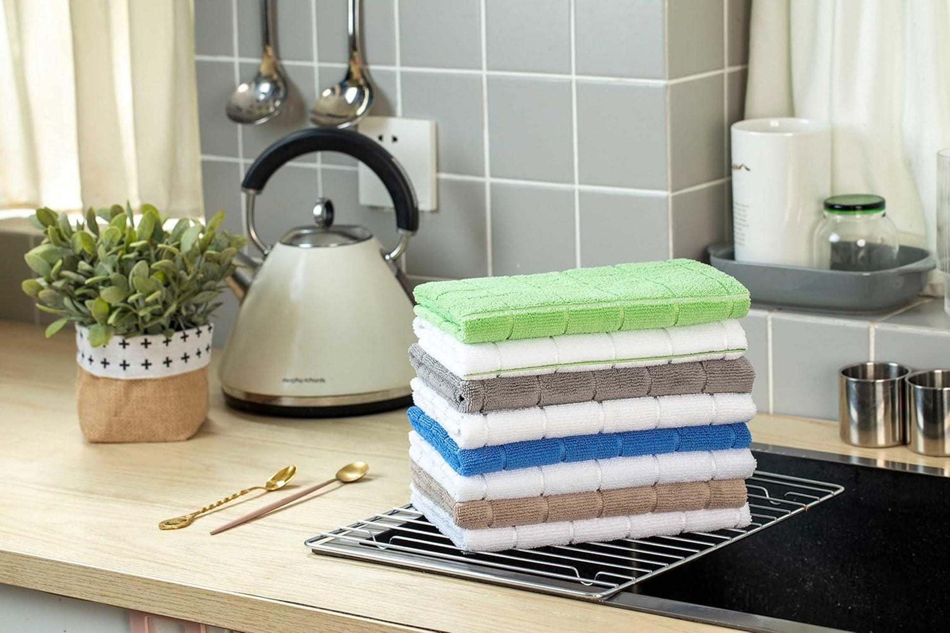 8er-Set Microfaser Küchentücher Grau 45x65cm - Saugfähig & fusselfrei