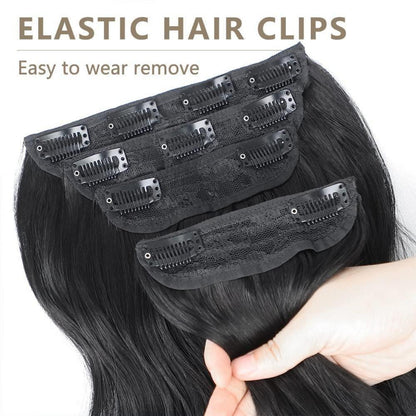 50cm Schwarze Clip-In Haarverlängerung Wellig 1B#