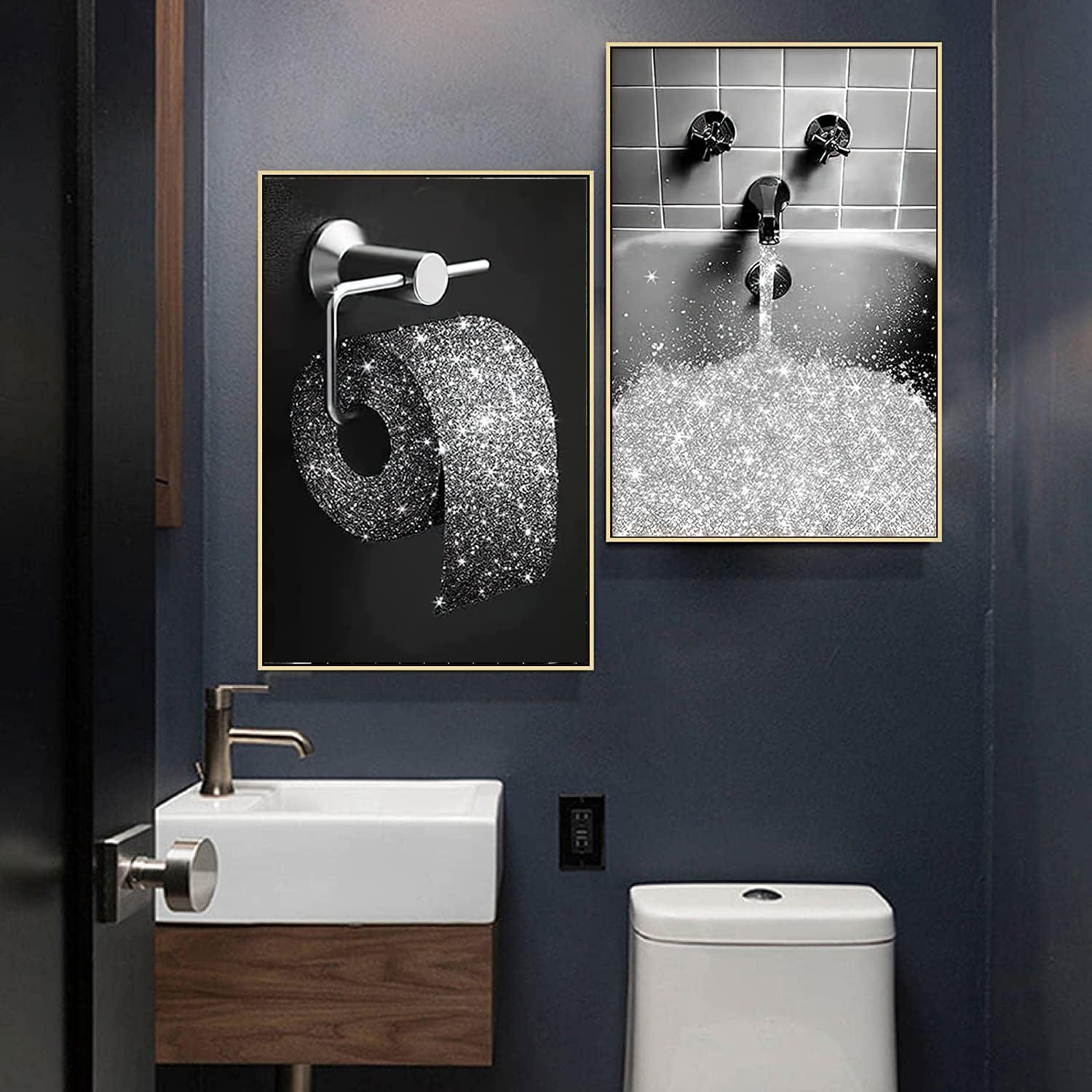 LYBOHO Badezimmer Leinwandbilder Schwarz Weiß Dame Set Wohnkultur 4PCS