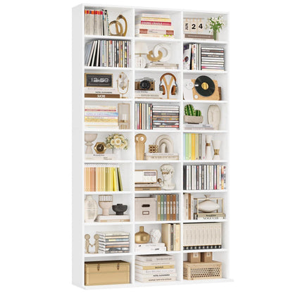 190 cm Bücherregal weiß mit verstellbaren Ablagen & CD-Fächern