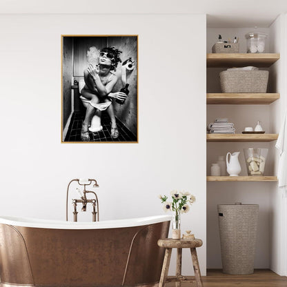 LYBOHO Badezimmer Bilder Set Schwarz Weiß Vintage Leinwand Poster - Ohne Rahmen 2PCS 40x60cm