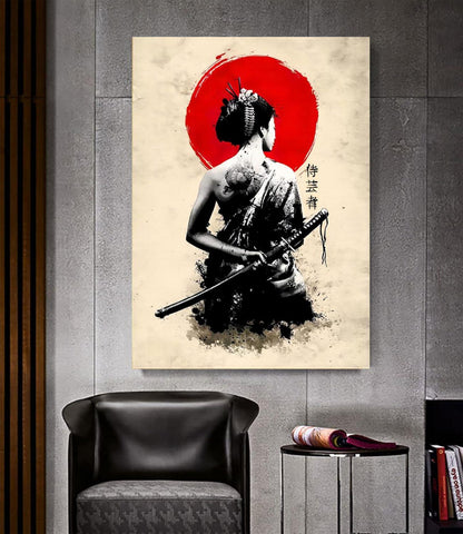 Japanische Frau Leinwand Wandkunst Wohnzimmer Bilder (2er