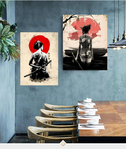 Japanische Frau Leinwand Poster Kunstdrucke Wohnzimmer Wandkunst